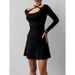French-Inspired Design With Square Neckline And Belt, A Stylish A-Line Skirt That Flatters The Waist, Perfect For Women_ecoleips.com