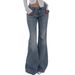 American Retro Double Button Flared Slim Fit Stretchy Autumn Winter Women's Long Jeans_ecoleips.com