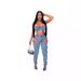 Women's Clothing Sexy Chest Wrap Backless Top Personality High Waist Split Zipper Jeans Two Piece Set_ecoleips.com