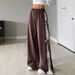 European And American Women's Clothing 2025 New Women's Casual Bow Contrast Color Stitching Drawstring Sports Casual Pants_ecoleips.com