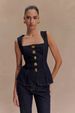 Women's Button Down High Waisted Denim Pants Set High Waist Slim Fit Spring Autumn Clothing_ecoleips.com