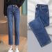 2026 Autumn New High-Waisted Straight-Leg Jeans For Petite Women, Loose Fit, Stretchy, Slimming, Nine-Point Cigarette_ecoleips.com