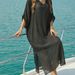 Women's Beach Cover Up Dress Summer V-Neck Loose Fit Long Maxi Dress With Side Slit_ecoleips.com