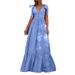 Women's 2023 V-neck Patchwork Tie The Bow Dress_ecoleips.com