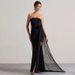 Elegant Strapless Sleeveless Off-the-Shoulder Long Dress Autumn Winter European American Style Slit Dress with Train_ecoleips.com