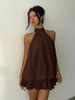 Women's Halter Neck Dress, Backless Tie-Front Chiffon Sheer Mini Skirt, Fashionable Sexy Y2K Vintage Cute Party Birthday Dress_ecoleips.com