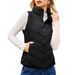Women's Quilted Vest With Stand Collar, Zip Pockets, Winter Warm Padded Sleeveless Jacket For Casual Outerwear_ecoleips.com