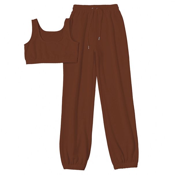 Women's Clothing Navel Baring Vest High Waist Loose Casual Sports Yoga Suit_ecoleips.com