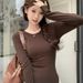 German Velvet Korean-Style Base Layer For Women In Autumn And Winter, Solid Color Long-Sleeved, Slimming, Irregular Desi_ecoleips.com