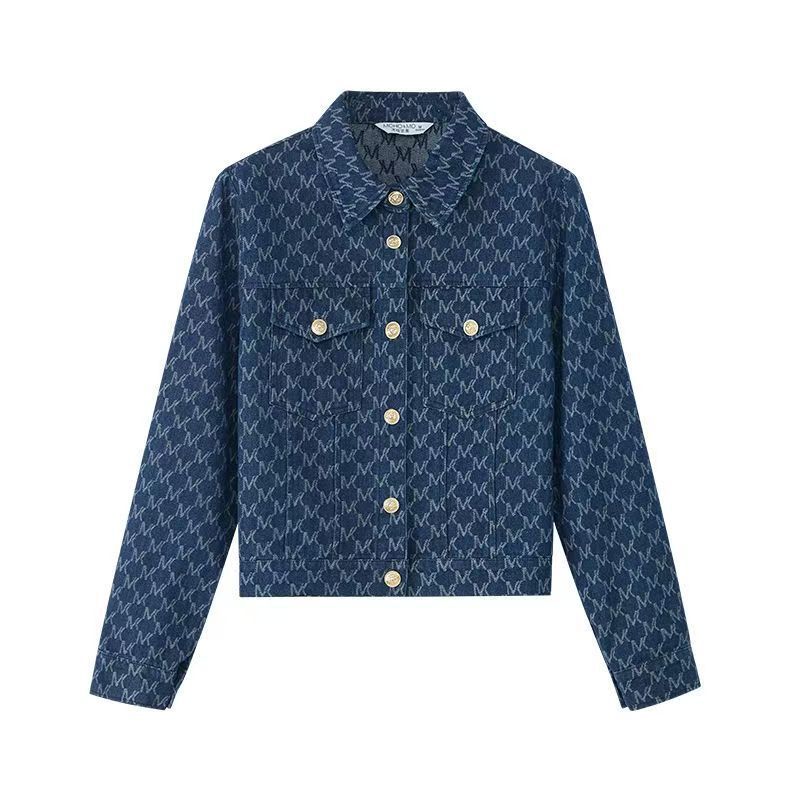 Women's Clothing Women's Denim Jacquard Short Jacket - Chic Floral Print Casual Coat For Autumn_ecoleips.com