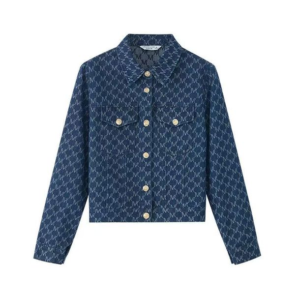 Women's Clothing Women's Denim Jacquard Short Jacket - Chic Floral Print Casual Coat For Autumn_ecoleips.com