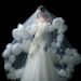 Rose Flower Long Veil Romantic Bride Shape Main Wedding Dress Accessory Hair Headdress for Photo Studio Travel Photography_ecoleips.com