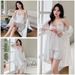 Women's Summer New Ice Silk Pajamas, Sexy Lace Camisole Robe Five-piece Set With Chest Pads, Trendy Plus-size Loungewear_ecoleips.com