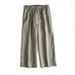 Suitable For All Seasons Stable Stock French Wide-Leg Pants Nine-Point Casual Artistic Loose Elastic Waist Drawstring Women's Linen Pants#000_ecoleips.com