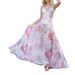 Women's Clothing Temperament Commuting V Neck Suspender Dress Mesh Digital Printing Semi Transparent V Neck Long Skirt_ecoleips.com