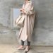 Modest Abaya Dress Women's Korean Patchwork Long Sleeve Shirt Cotton OL Style Straight Cut Trench Coat For Spring_ecoleips.com