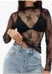 wish2026 European And American Foreign Trade Women's Mesh Transparent Lace Layered Top With Stand-up Collar_ecoleips.com