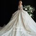 Odelia's Pearl Court Style Long Train Wedding Dress off the Shoulder Design Luxurious Embellished Elegant Bride Women's Clothing_ecoleips.com