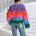 Fringe Gradient Cardigan Women's Fashion Knitwear Loose Fit Casual Long Sleeve V-Neck Boho Chic Sweater_ecoleips.com