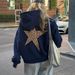 Women's Loose Fit Hoodie With Star Print – Trendy Pullover Sweatshirt (Navy/White/Black/Red, S-XXXL)_ecoleips.com