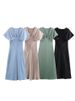 HH Women Elegant Solid Satin Dress Sexy V Neck Short Sleeve Midi Dress 2025 New Fashion Summer Lady Holidays Party Dress_ecoleips.com