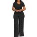 Women's Clothing Jumpsuit Irregular Neckline Waist Wide Leg Button Down Romper For Women For Formal & Casual For Women_ecoleips.com
