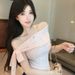 Pink Off-shoulder Halter Neck Camisole For Women, Summer Pure And Sexy Style, Stunning One-shoulder Tube Top_ecoleips.com