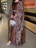 LY10 Women's Muslim Clothing Abaya Simple Rose Flower Outer Skirt Set Long Robe_ecoleips.com