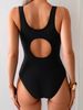 Women's Color Block One Piece Swimsuit Open Back Slim Fit Athletic Bathing Suit For Training & Beach_ecoleips.com