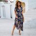 Women's Spring/Summer Short-Sleeved Dress With Printed Waistline And Collar_ecoleips.com