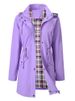 Hooded Belted Trench Coat – Plaid-Lined Windbreaker With Drawstring Waist For Women (Black, Burgundy, Violet, Ivory, Army Green, S-XXL)_ecoleips.com