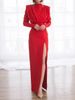 Women's Clothing Spring And Summer New Summer Fashion Dress High Neck Pullover Slit Long Skirt_ecoleips.com
