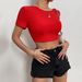 Voya Women's Sexy Backless Ultra Short Sleeved T-shirt With Exposed Belly Button Top_ecoleips.com