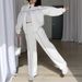 Women's Clothing Autumn Winter Thin Sleeve Sweatshirt Jacket High Waist Casual Trousers Fleece Lined 2 Piece Set_ecoleips.com