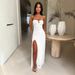 New Arrival Womens Fashion Dress Elegant Sexy Ruched Bustier Slit Slim Fitted Party Dress Summer Clothing_ecoleips.com