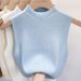 Half-high Collar Knitted Camisole For Women, Base Layer Top, 2025 Autumn And Winter Sleeveless Vest, Outerwear Sweater_ecoleips.com