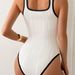 Black White One Piece Swimsuit 2025 Foreign Trade Cross Border Sporty Color Block Slim Fit Bikini for Women_ecoleips.com