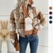 Women's clothing short plaid cardigan lapel jacket women_ecoleips.com