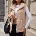 Women's Fleece Zip-Up Cardigan Coat - Oversized Plaid Vest With Soft Flannel Lining, Streetwear Chic For Autumn/Winter_ecoleips.com