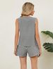 K New Women's Two-piece Holiday Outfit Short Set Linen Plaid Vest. No Bags Or Other Accessories_ecoleips.com