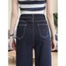 High Waisted Straight Leg Jeans for Women Dark Navy Blue with High Stitch Decoration New Style 2025 Factory Direct Wholesale_ecoleips.com