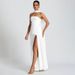 Elegant Off-Shoulder Bodycon Midi Dress With Back Slit, Open Back & Flowing Sash For Parties Versatile Elegance For Evenings_ecoleips.com