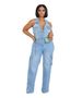 Women's Clothing slim elastic washed denim jumpsuit straight jumpsuit_ecoleips.com
