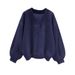 Women's V-Neck Long Sleeve Sweatshirt – Style Casual Pullover (Dark Blue, XS-XXL)_ecoleips.com