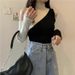 Purely Desirable Half-high Collar Color-blocked Base Shirt, New Spring Korean-style Trendy Niche Slim-fit Knit Top With_ecoleips.com