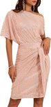 European And American Cross-Border Women's Party Club One-Shoulder Ribbon Toast Fashion Trendy Mesh Sequin Dress_ecoleips.com