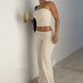 Women's Summer Fashion Slim Fit Suit Solid Color Strapless Top Flared Trousers 2025 New Style Cross Border Trade Clothing_ecoleips.com