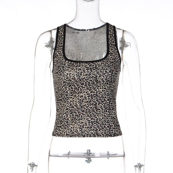 Europe, America 2026 Summer New Fashion Printed Leopard Print Small Vest Slim Spice Girl Pure Desire Top_ecoleips.com