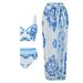 Women's Clothing Printed Split Bikini Three Piece Skirt Mesh Holiday Swimsuit_ecoleips.com