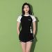 Women's Plus Size Two Piece Swimsuit Conservative Style High End Student Hot Spring Swimsuit With Square Ankle Briefs_ecoleips.com